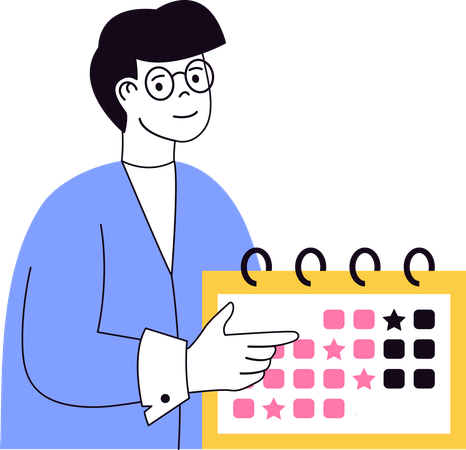 Employee setting up monthly targets for completing deadline  Illustration