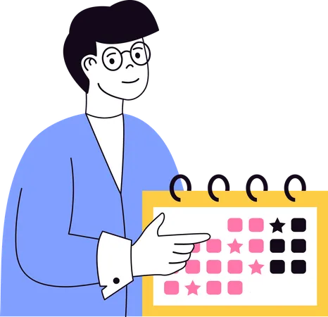 Employee setting up monthly targets for completing deadline  Illustration