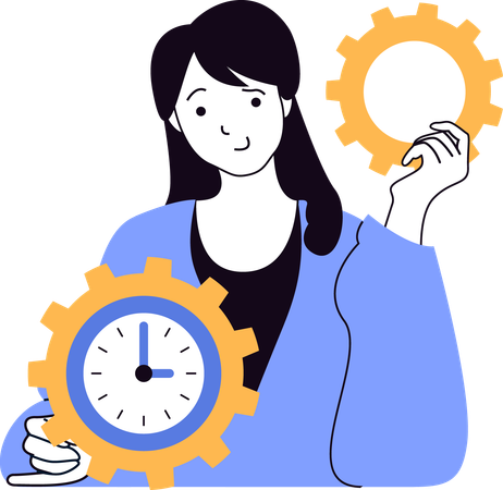 Employee setting up timer for task completion  Illustration