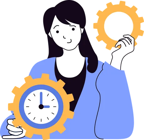 Employee setting up timer for task completion  Illustration