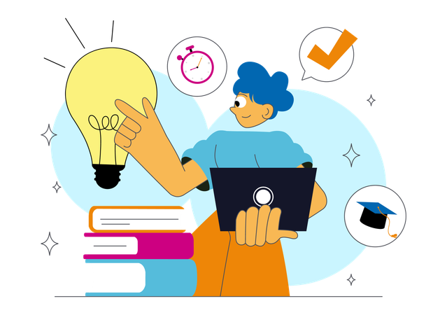 Employee shares ideas with team  Illustration