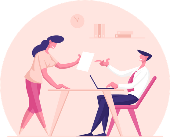 Employee sharing ideas with manager  Illustration