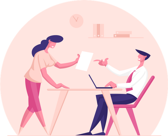 Employee sharing ideas with manager  イラスト