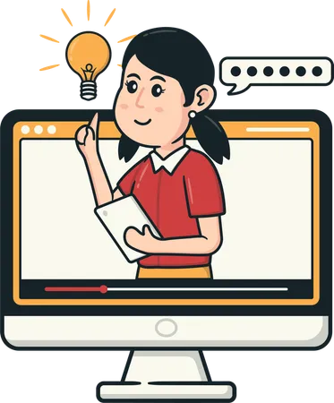 Employee sharing new ideas in online meeting  Illustration