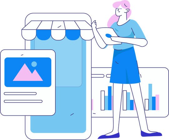 Employee shopping from digital application  Illustration