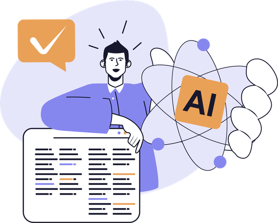 AIネットワークを示す従業員  イラスト