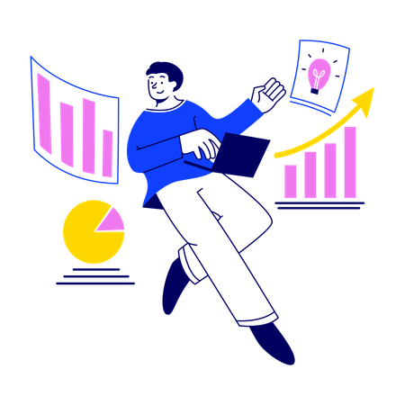 Employee showing Analytics Dashboard  Illustration