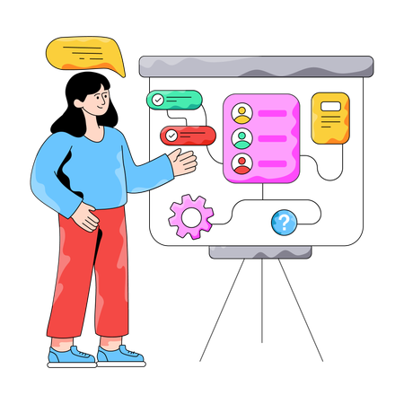 Employee showing Business Workflow  Illustration