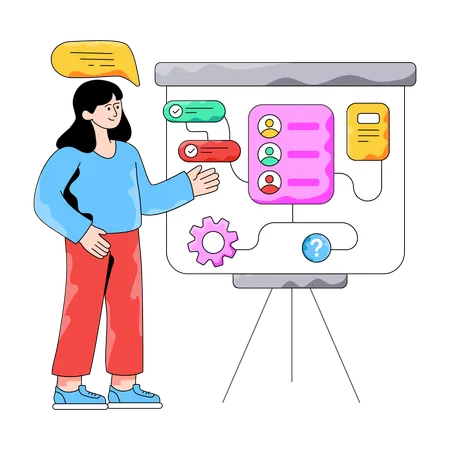 Employee showing Business Workflow  Illustration