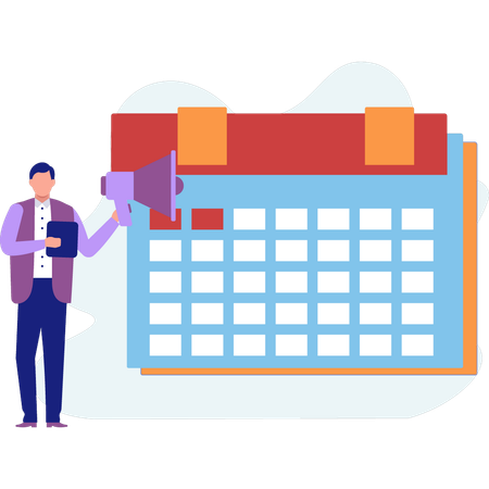 Employee  showing calendar reminder  Illustration