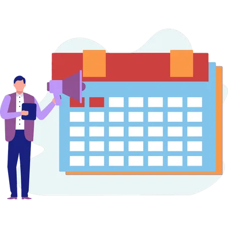 Employee  showing calendar reminder  Illustration