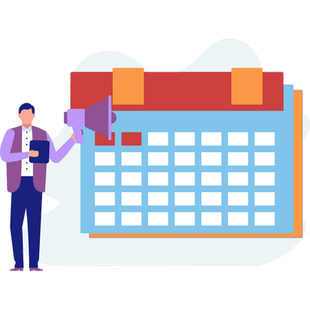 Employee  showing calendar reminder  Illustration