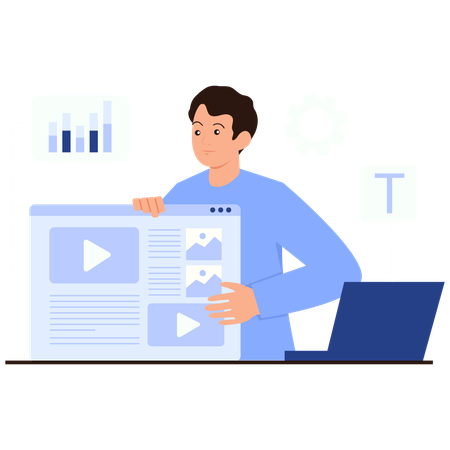 Employee showing Content Performance Analytics  Illustration