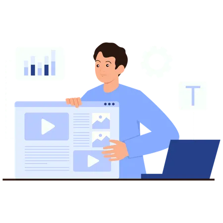 Employee showing Content Performance Analytics  Illustration