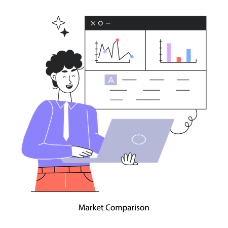 Employee Showing Market Comparison  Illustration