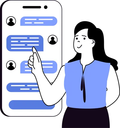 Employee showing mobile messages to company directors  Illustration