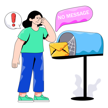 Employee showing No Letter in mailbox  Illustration