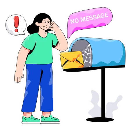 Employee showing No Letter in mailbox  Illustration
