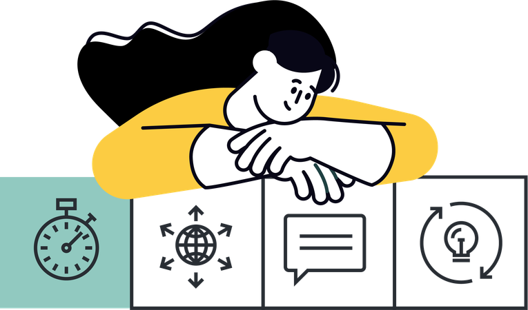 Employee showing online messages  Illustration