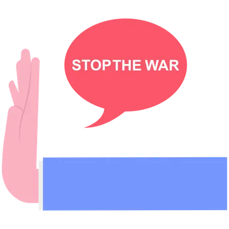 戦争を止めろというプラカードを掲げる従業員  イラスト