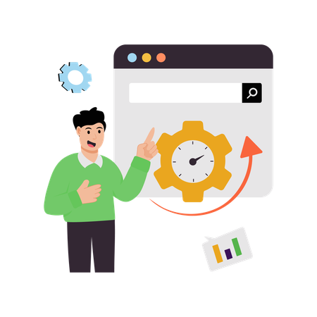 Employee showing Web uptime  Illustration