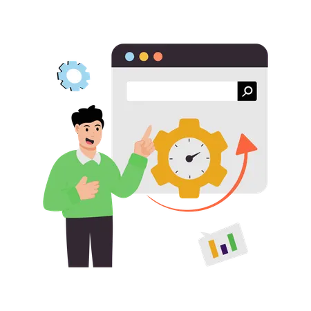 Employee showing Web uptime  Illustration