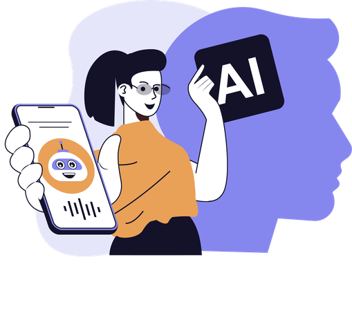 従業員がAI技術の使い方を説明  イラスト