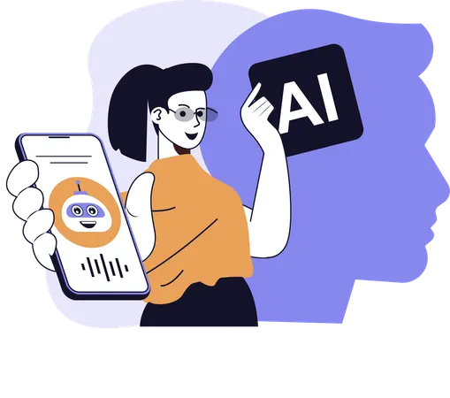 従業員がAI技術の使い方を説明  イラスト