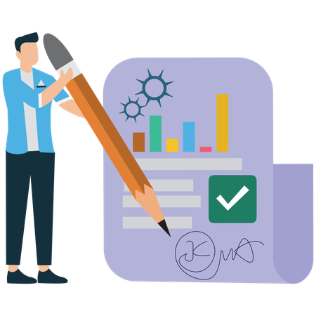 Employee signing Business Registration and Legal Setup  Illustration