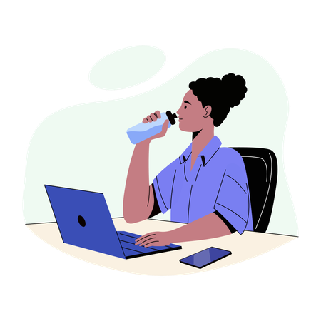 Employee Sipping water in break time  Illustration