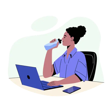 Employee Sipping water in break time  Illustration