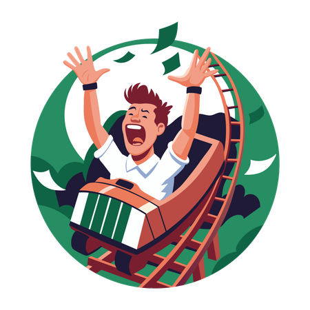 Employee sitting in rollercoaster  Illustration