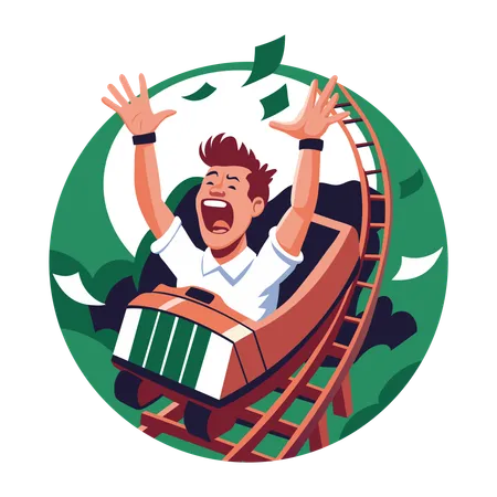 Employee sitting in rollercoaster  Illustration