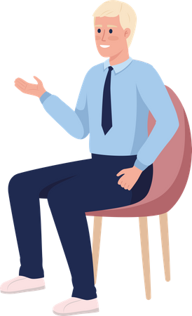 Employee sitting on chair Illustration