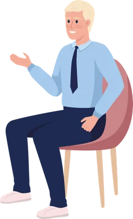 Employee sitting on chair Illustration