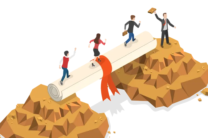 3 D Isometric Flat Vector Conceptual Illustration Of Employee Skills Gap Getting New Skills For Career Growth Illustration