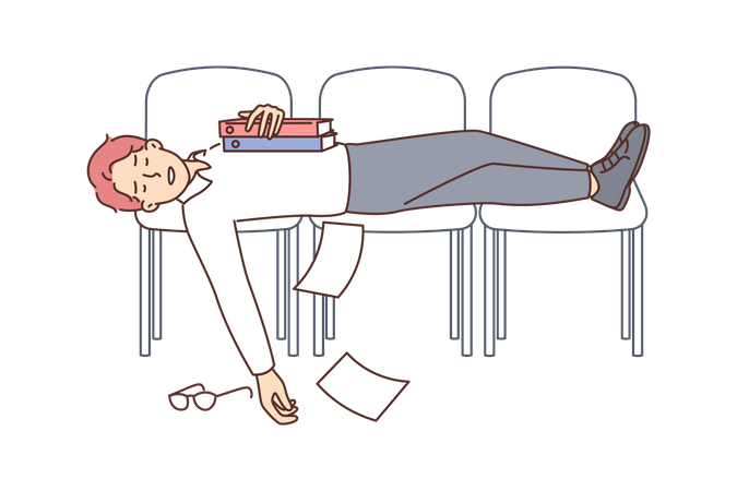 Employee sleeping at work  Illustration