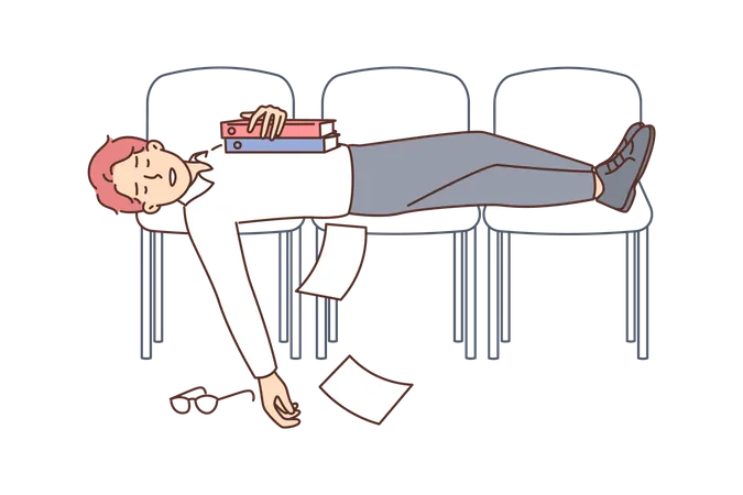 Employee sleeping at work  Illustration