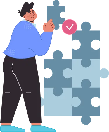 Employee solves business puzzle  Illustration