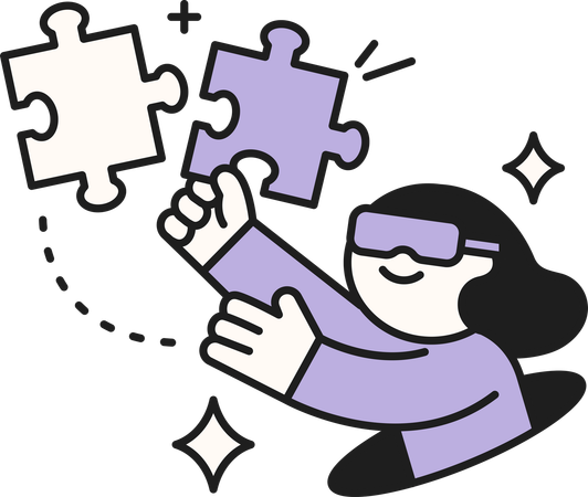 Employee solves business puzzles  Illustration