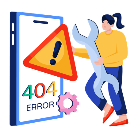 Employee solving Error 404  Illustration