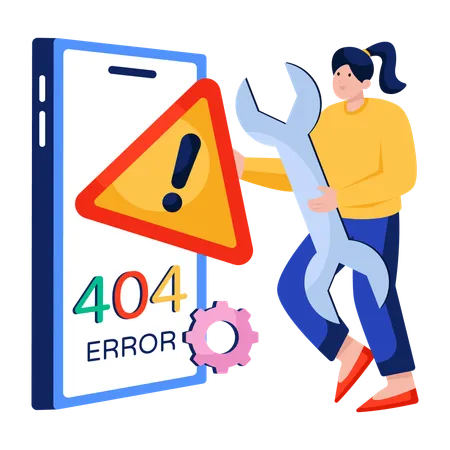 Employee solving Error 404  Illustration