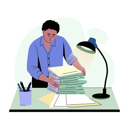 Employee Sorting documents  Illustration