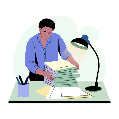 Employee Sorting documents  Illustration