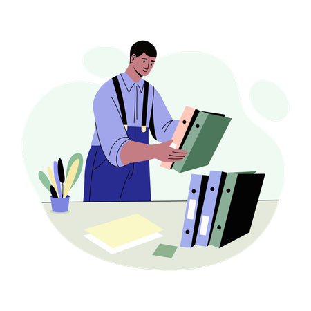 Employee Sorting files  Illustration