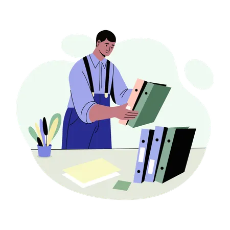 Employee Sorting files  Illustration