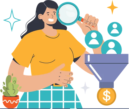 Employee sorting user funnel  Illustration