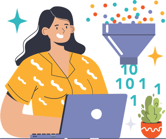 Employee sorts company data  Illustration
