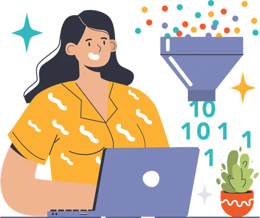 Employee sorts company data  Illustration