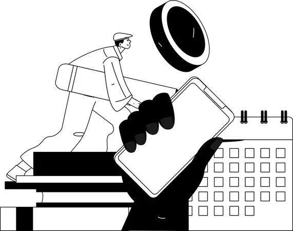 Employee sorts out pending tasks  Illustration